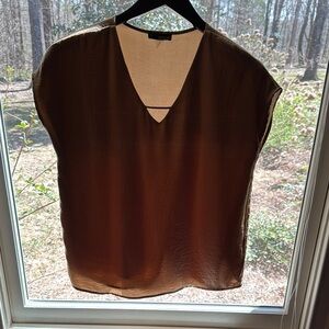 Brown/Tan Cap Sleeve Blouse